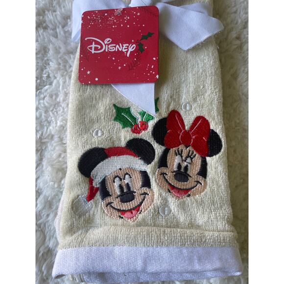 Disney Mickey & Minnie Holiday Hand Towels 2 Pack 15"x25" Embroidered Cotton NEW - Picture 3 of 9